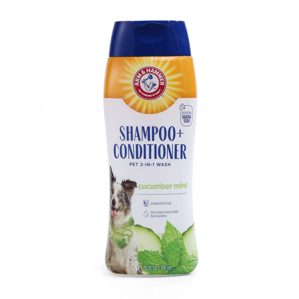 แชมพูสำหรับสุนัข ARM AND HAMMER 2-IN-1 สูตรผสมครีมนวด กลิ่นแตงกวาและมินต์ 591 ML